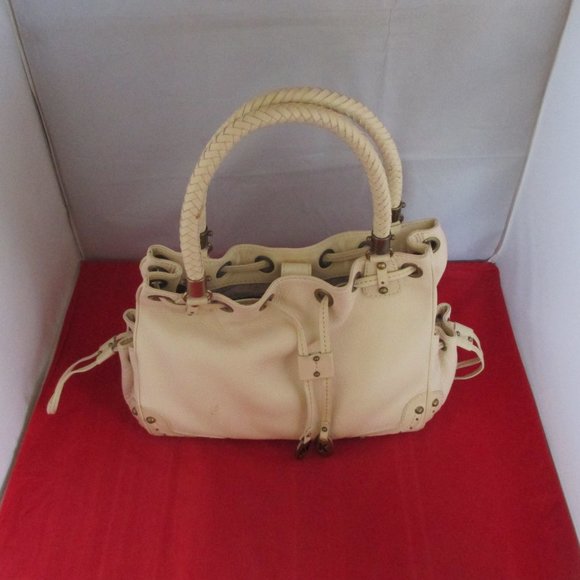 MICHAEL KORS LEATHER DRAWSTRING SATCHEL - Light Beige #1 - Picture 4 of 14